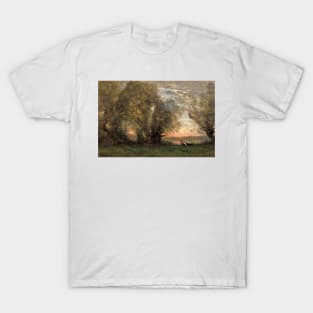 The Fisherman - Evening Effect by Jean-Baptiste-Camille Corot T-Shirt